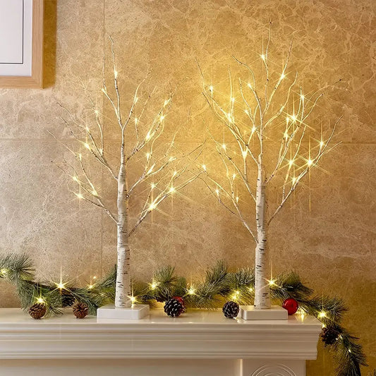 LED Berkenboom Verlichting – 24 Wit LED Lichten voor Feestelijke Decoratie – USB en Batterij Voeding 0