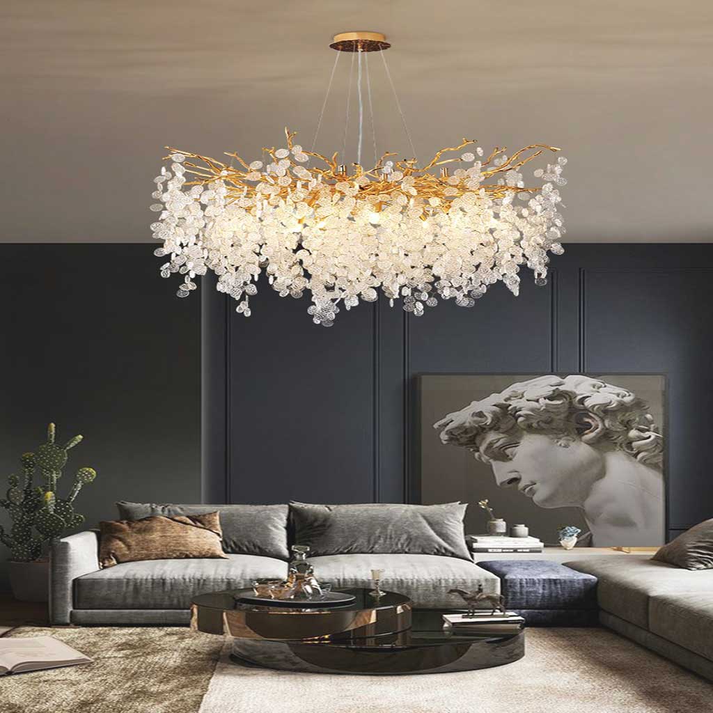 Luxe Gouden Kroonluchter met Kristallen Takken