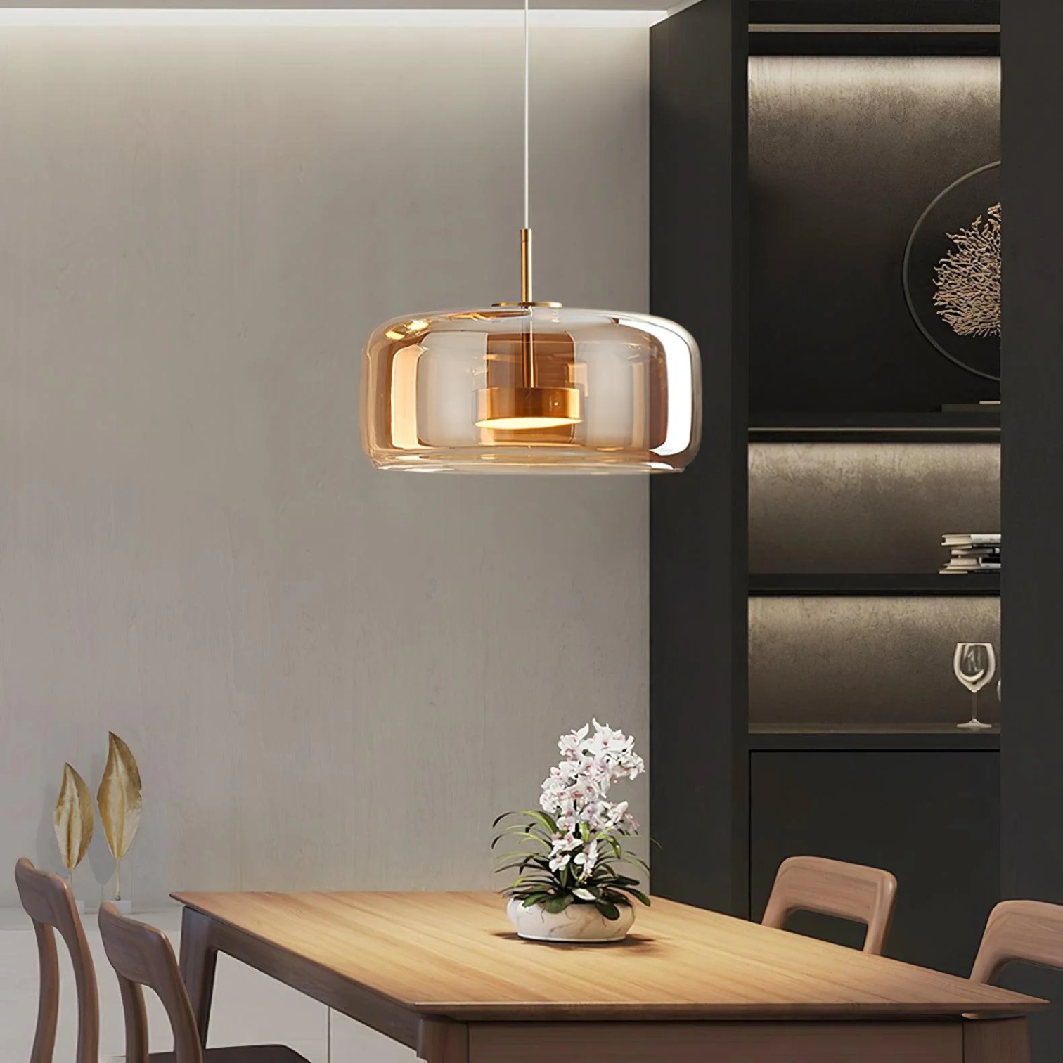 Luxe Hanglamp met Gebogen Glazen Kap voor Eettafel en Woonkamer