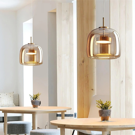 Luxe Hanglamp met Gebogen Glazen Kap voor Eettafel en Woonkamer Ø23cm