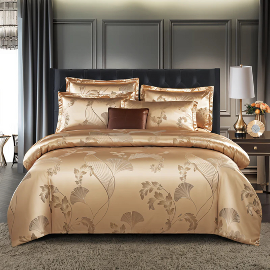 Luxe Satijnen Bedovertrek met Jacquard Design – Zijdezacht en Ademend Beddengoed voor Ultiem Comfort 0