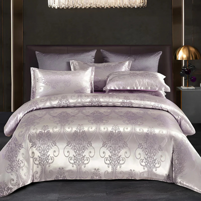 Luxe Satijnen Bedovertrek met Jacquard Design – Zijdezacht en Ademend Beddengoed voor Ultiem Comfort 1