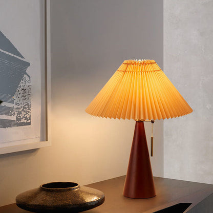 Minimalistische Vintage Geplooide Houten Tafellamp – Lichtbruin en Walnoot voor Binnengebruik 1