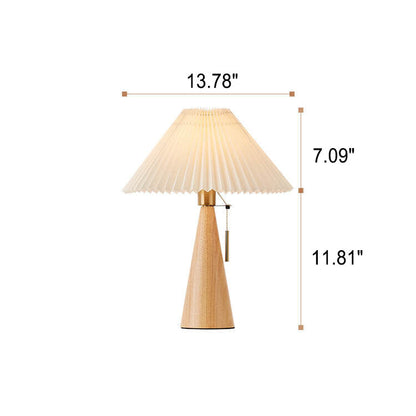 Minimalistische Vintage Geplooide Houten Tafellamp – Lichtbruin en Walnoot voor Binnengebruik 5