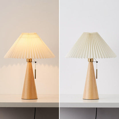 Minimalistische Vintage Geplooide Houten Tafellamp – Lichtbruin en Walnoot voor Binnengebruik 6