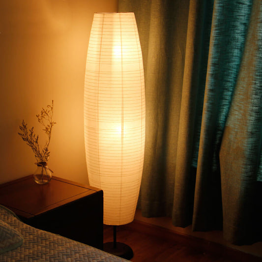 Minimalistische Vloerlamp Zwart met 2 Lichten van Rijstpapier – Modern Design voor Woonkamer 0