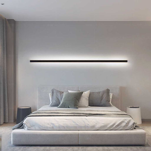 Minimalistische Wandlamp Zwart met Dimbare LED Verlichting voor Binnen - Lange Lineaire Muurlamp 4