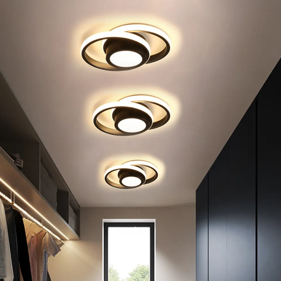 Minimalistische LED Plafondlamp Ringen Zwart Stijl A