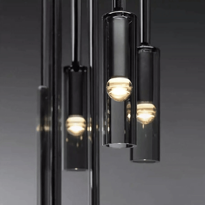 Moderne Hanglamp Zwart voor Eettafel of Woonkamer - Abacus Collectie met Rookglas 1