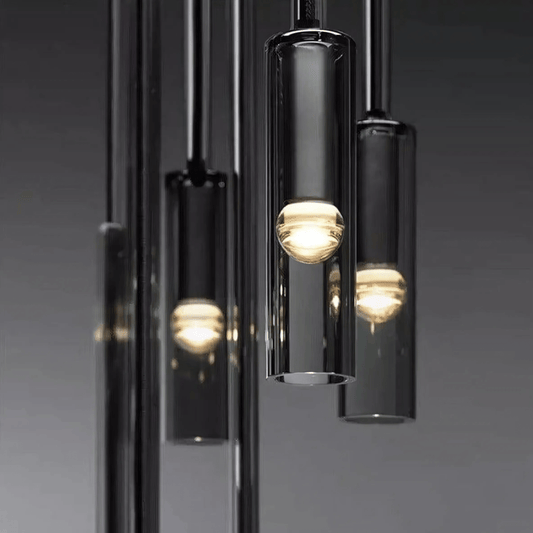 Moderne Hanglamp Zwart voor Eettafel of Woonkamer - Abacus Collectie met Rookglas 1