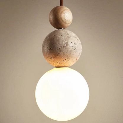 Moderne Hanglamp van Travertijn en Mahonie voor Eettafel en Woonkamer – LED Verlichting 7