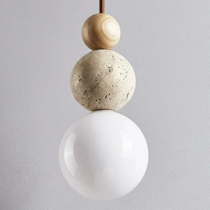 Moderne Hanglamp van Travertijn en Mahonie voor Eettafel en Woonkamer – LED Verlichting 8
