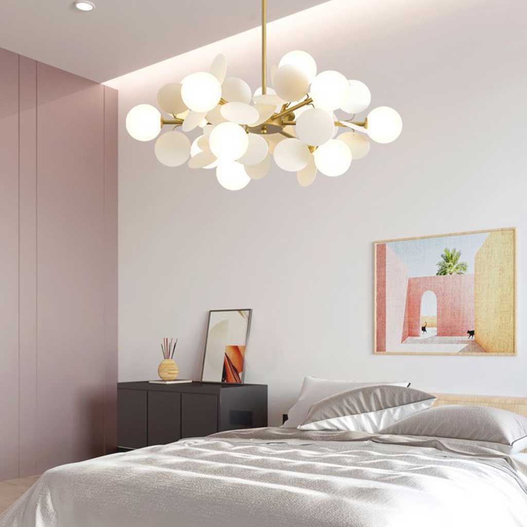 Moderne Kroonluchter met Opale Kleuren en Takkenontwerp voor Woonkamer en Slaapkamer 7