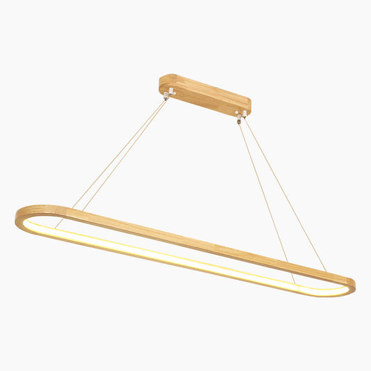 Moderne Kroonluchter van Hout met Verstelbare Lichtkleuren voor Eetkamer 0