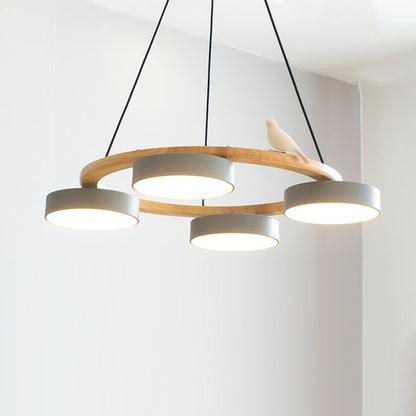 Moderne Kroonluchter van Hout met Vogelfiguren en LED Verlichting – Ronde Plafondlamp voor Woonkamer en Eetkamer 10