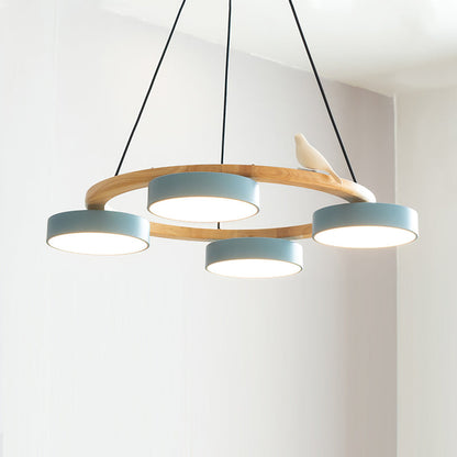 Moderne Kroonluchter van Hout met Vogelfiguren en LED Verlichting – Ronde Plafondlamp voor Woonkamer en Eetkamer 12