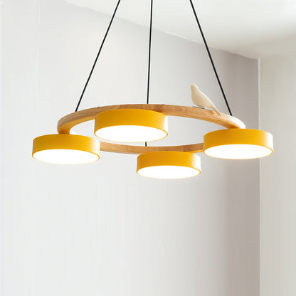 Moderne Kroonluchter van Hout met Vogelfiguren en LED Verlichting – Ronde Plafondlamp voor Woonkamer en Eetkamer 15