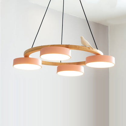 Moderne Kroonluchter van Hout met Vogelfiguren en LED Verlichting – Ronde Plafondlamp voor Woonkamer en Eetkamer 19