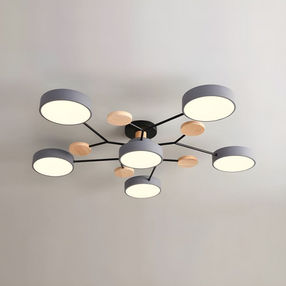 Moderne LED Ronde Plafondlamp Meervoudig Grijs 6 Lampen - (90*14cm)