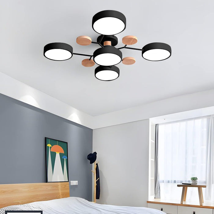 Moderne LED Ronde Plafondlamp Meervoudig Zwart 5 Lampen - (94*14cm)