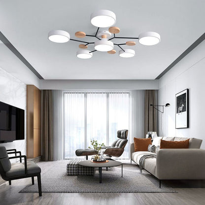 Moderne LED Ronde Plafondlamp Meervoudig Wit 6 Lampen - (90*14cm)