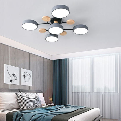 Moderne LED Ronde Plafondlamp Meervoudig Grijs 5 Lampen - (94*14cm) 3 Kleuren