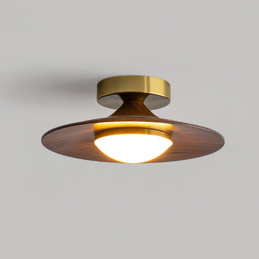 Moderne Plafondlamp met Houten Accent – Geïntegreerde LED Plafonnière voor Slaapkamer en Keuken 0