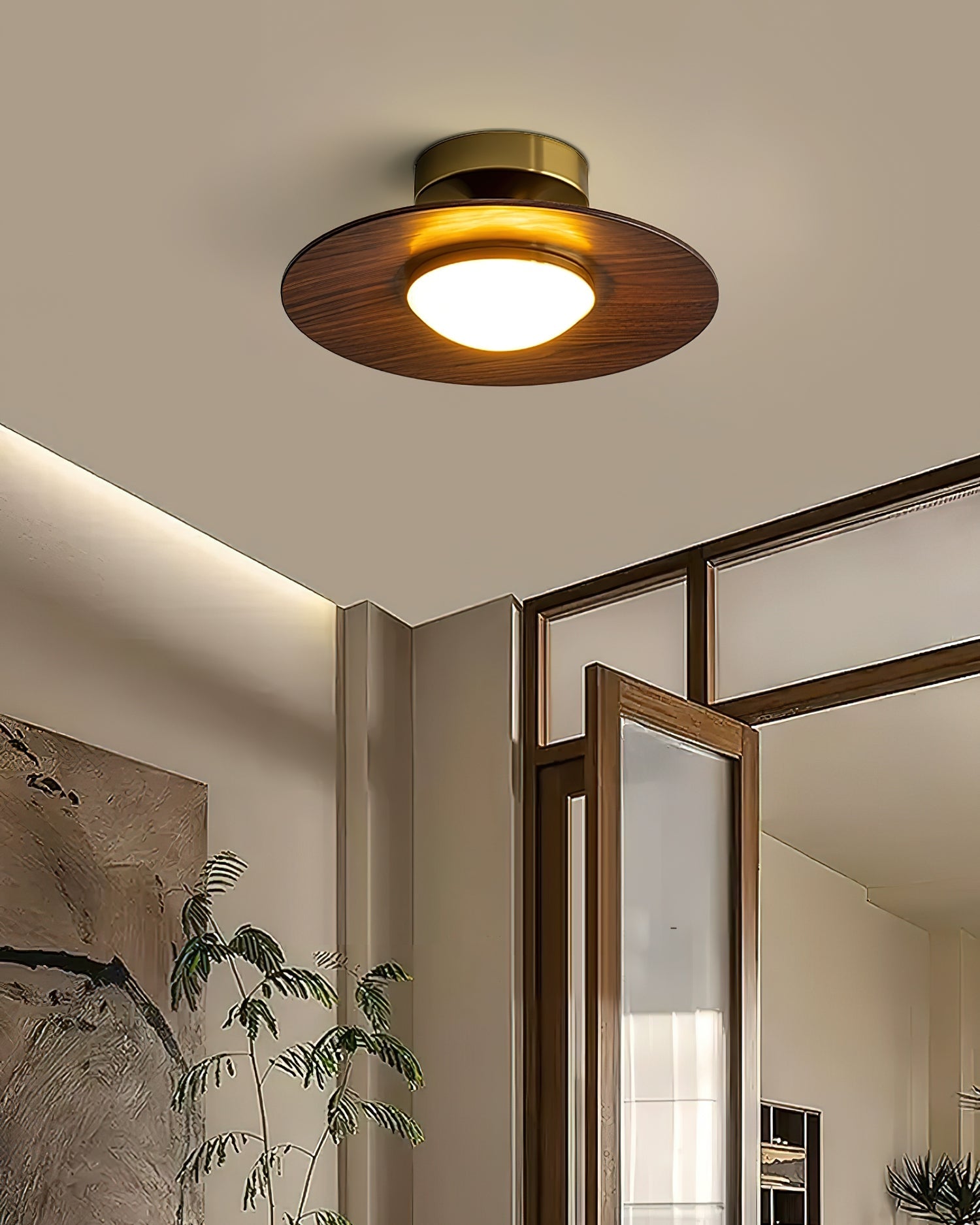 Moderne Plafondlamp met Houten Accent – Geïntegreerde LED Plafonnière voor Slaapkamer en Keuken 2
