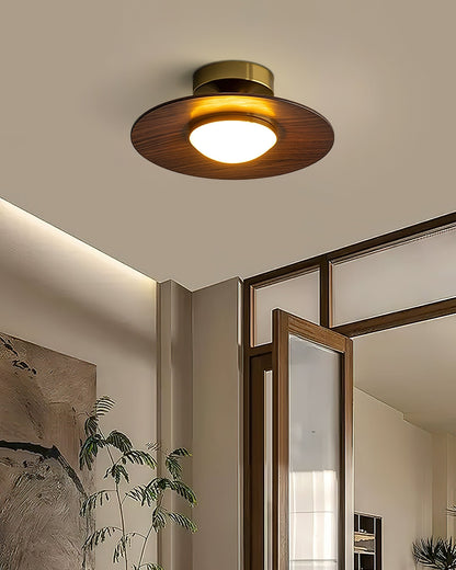 Moderne Plafondlamp met Houten Accent – Geïntegreerde LED Plafonnière voor Slaapkamer en Keuken 2