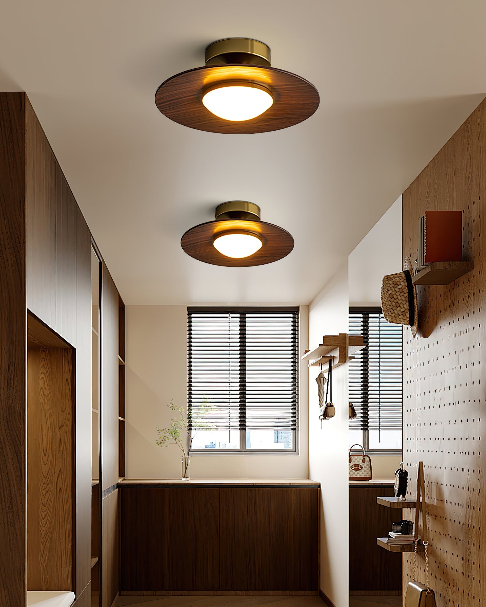 Moderne Plafondlamp met Houten Accent – Geïntegreerde LED Plafonnière voor Slaapkamer en Keuken 3