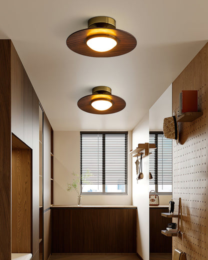 Moderne Plafondlamp met Houten Accent – Geïntegreerde LED Plafonnière voor Slaapkamer en Keuken 3