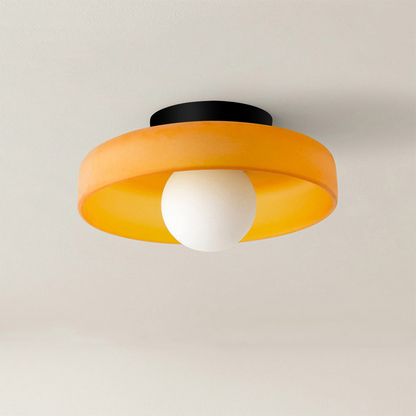 Moderne Ronde Plafondlamp van Gekleurd Glas Oranje 25*15cm