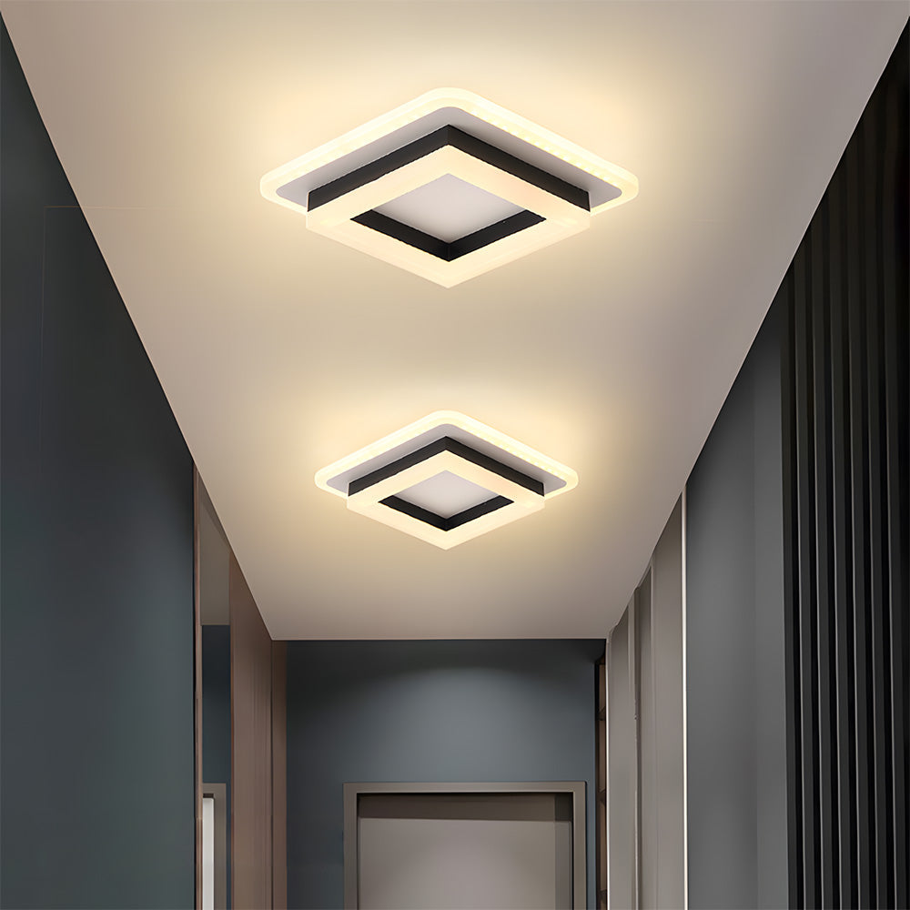 Moderne LED Plafondlamp Vierkant voor Slaapkamer en Hal Zwart Warm Licht