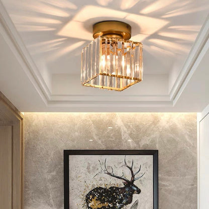 Moderne Kristallen Plafondlamp met Schaduweffect Goud Vierkant (13*17cm)