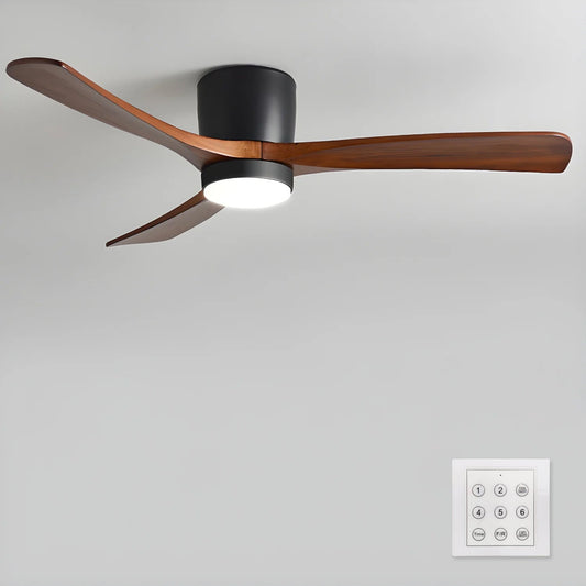 Nordic Houten Plafondventilator met LED Verlichting en Afstandsbediening - Stille Ventilator voor Binnen 0