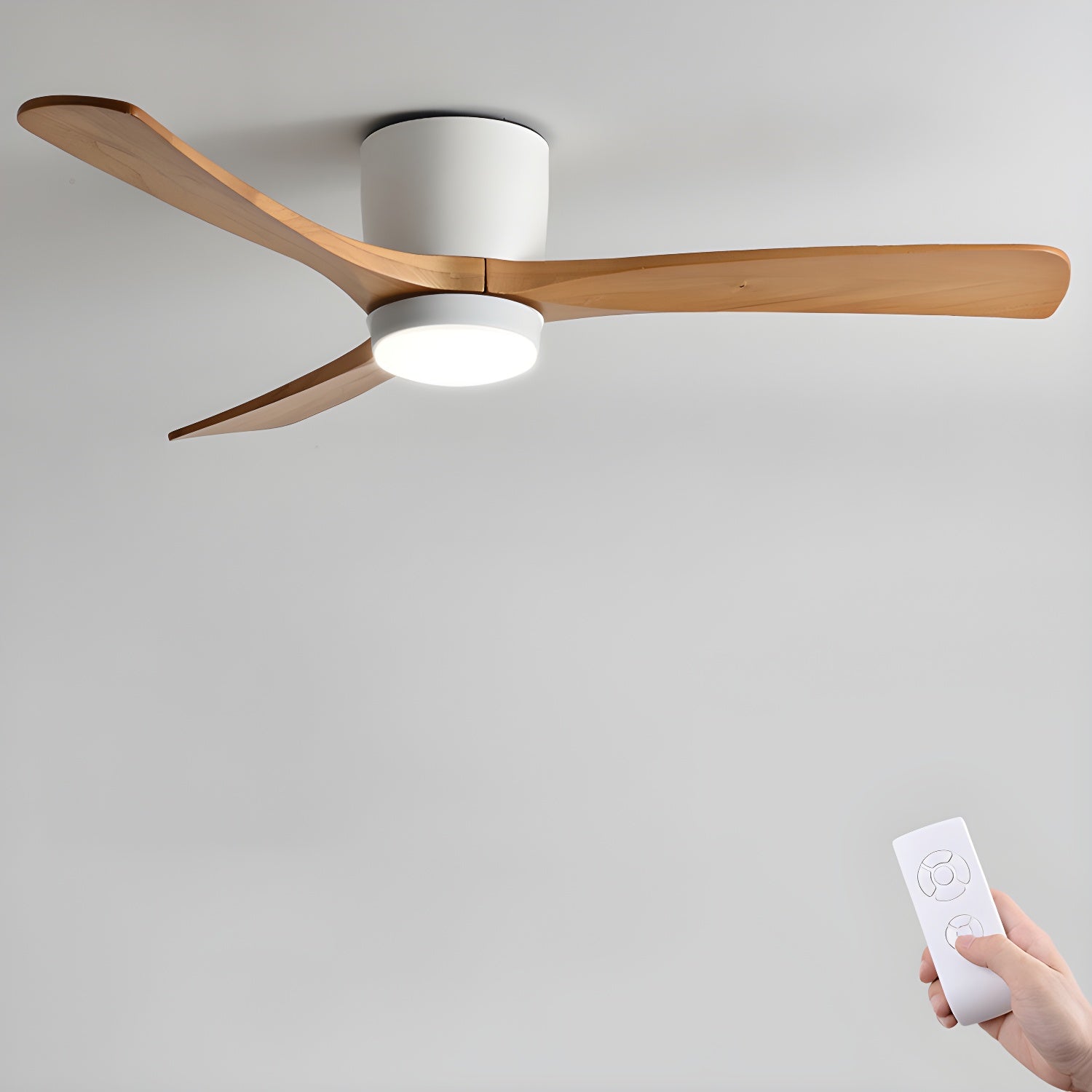 Nordic Houten Plafondventilator met LED Verlichting en Afstandsbediening - Stille Ventilator voor Binnen 10