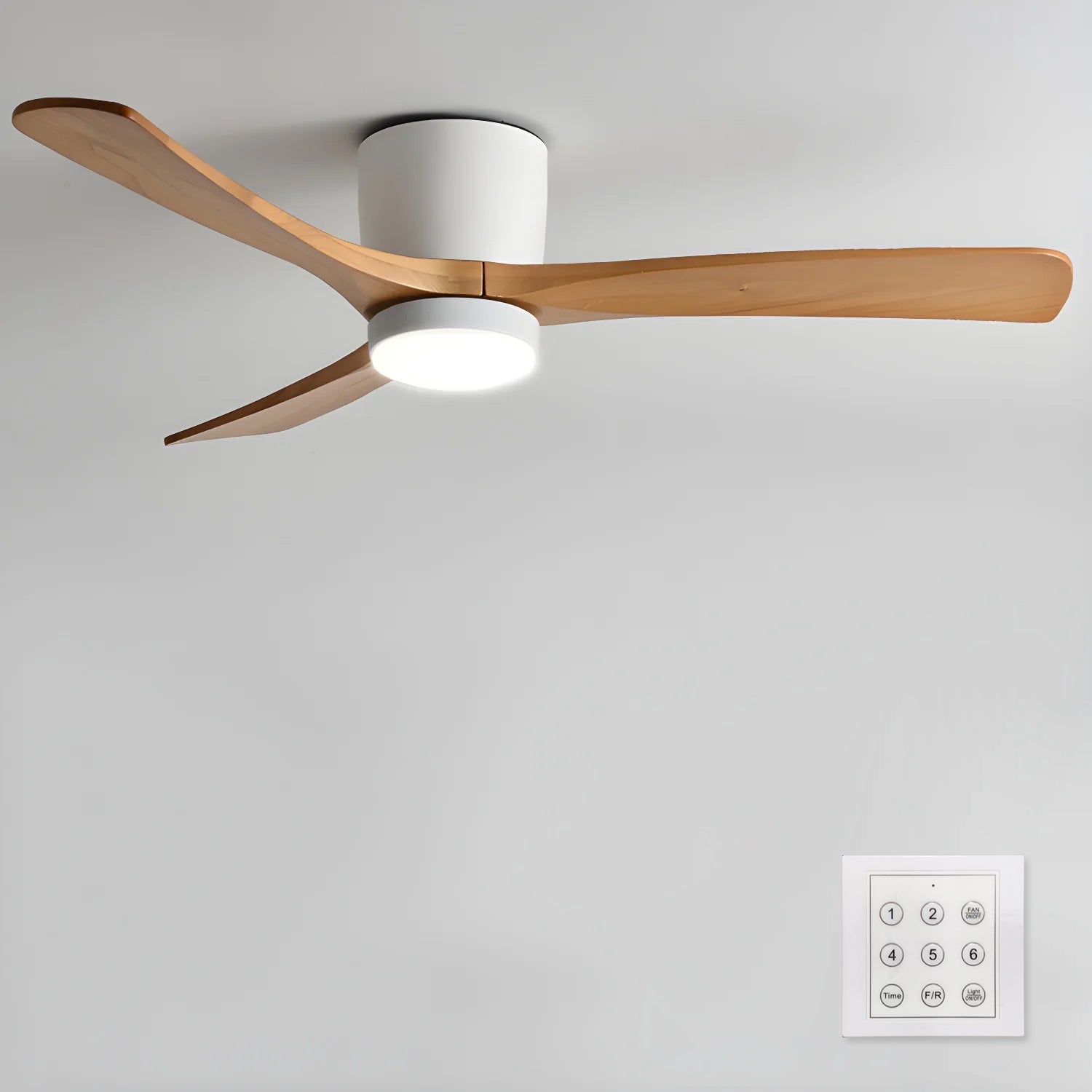 Nordic Houten Plafondventilator met LED Verlichting en Afstandsbediening - Stille Ventilator voor Binnen 12