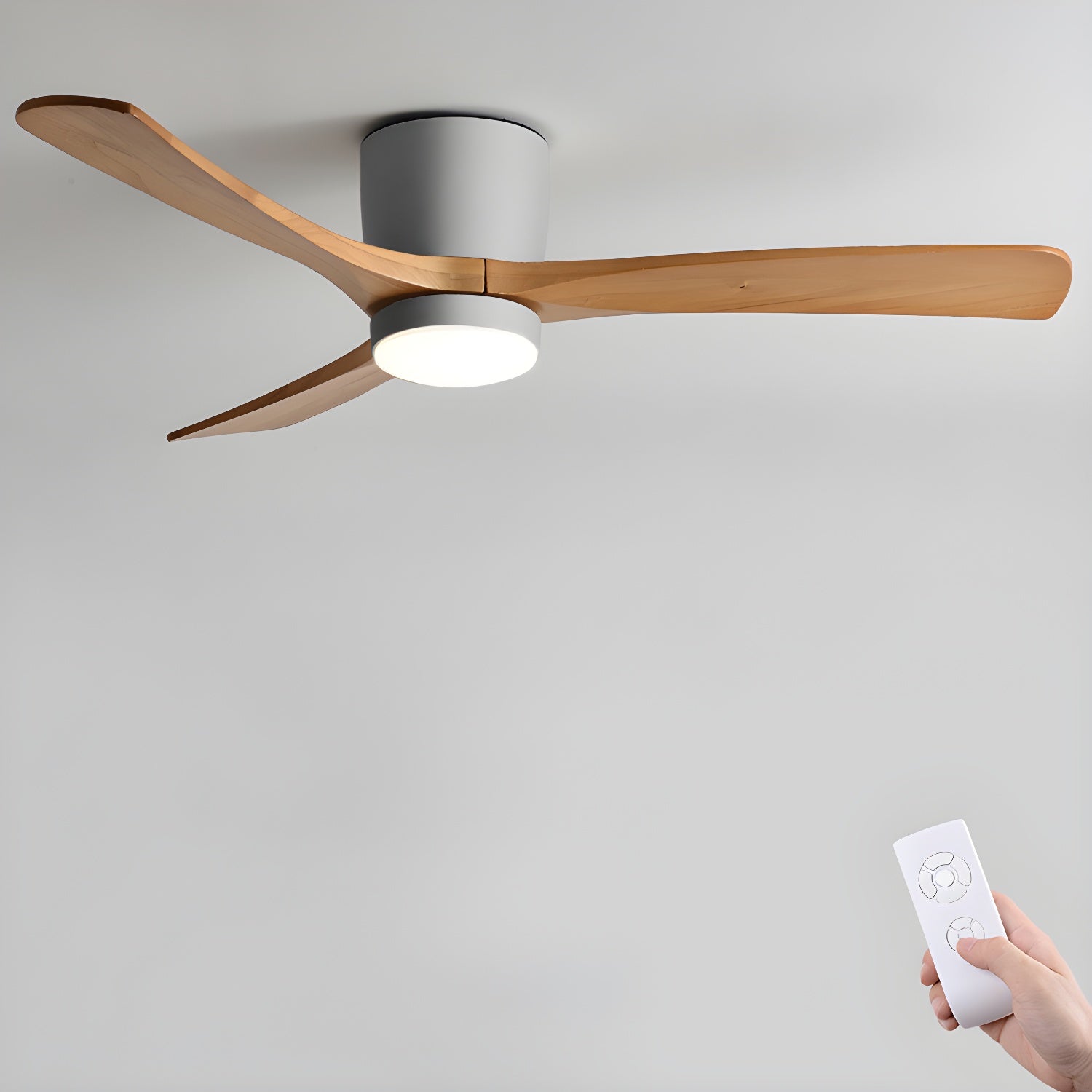 Nordic Houten Plafondventilator met LED Verlichting en Afstandsbediening - Stille Ventilator voor Binnen 7
