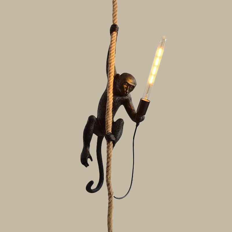 Hanglamp Aap aan Touw Dierenlamp Zwart