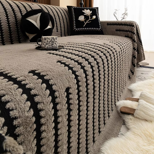 Pluche Bankhoes in Vintage Stijl met Getufte Afwerking en Antislip Ontwerp 0