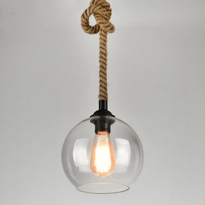 Retro Hanglamp met Glas Globe en Touw voor Woonkamer, Eettafel of Slaapkamer – Industrieel Design 5