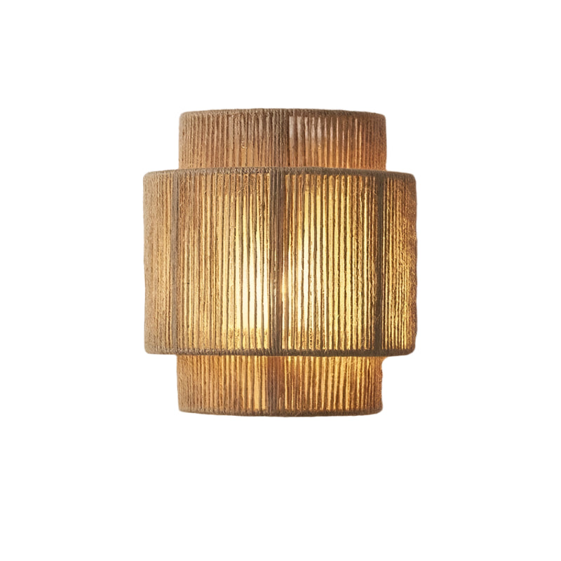 Wandlamp van Handgeweven Bamboe met Rieten Kap voor Sfeervolle Binnenverlichting