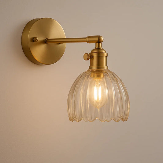 Retro Wandlamp met Glazen Tulpenknop voor Binnengebruik 0