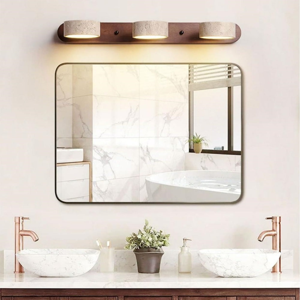 Wandlamp voor Binnen met Rotabele Travertine en Japandi Design