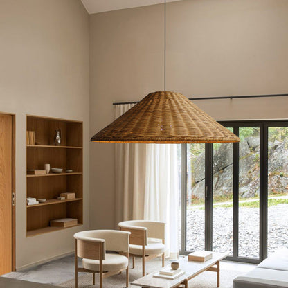 Rotan Hanglamp - Retro Geweven Rieten Hanglamp voor Woonkamer en Eetkamer - 40CM/50CM/60CM 1