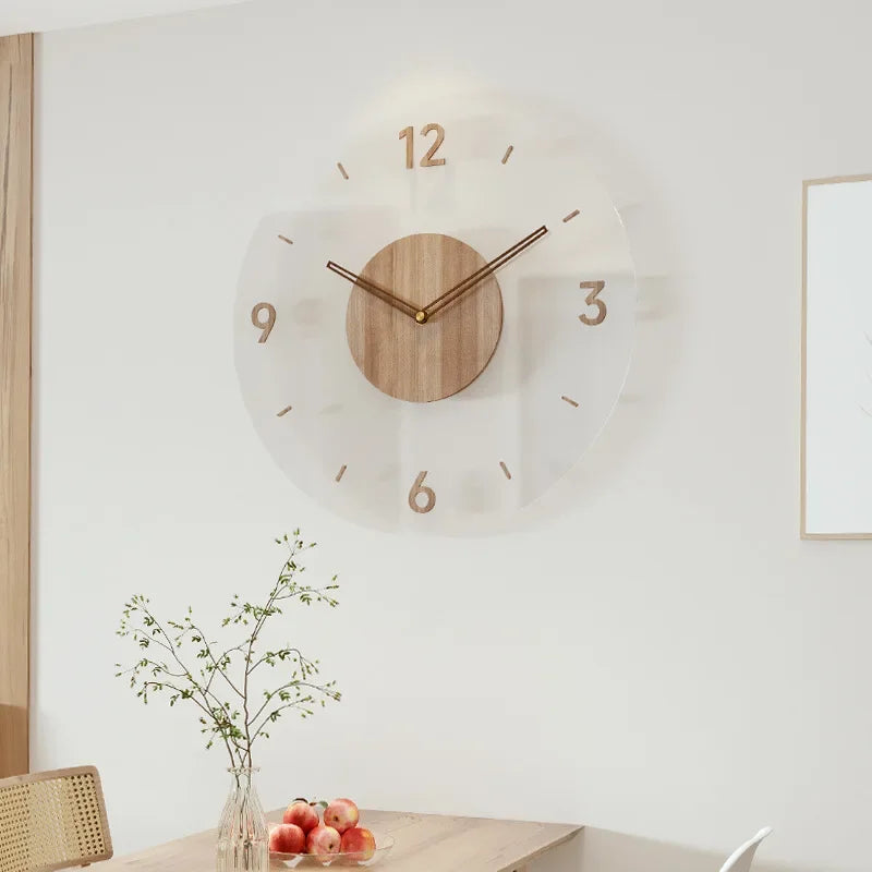 Houten Wandklok – Scandinavisch Minimalistisch Ontwerp voor Woonkamers A - Zonder frame
