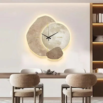 Moderne Wandklok van Natuurlijk Hout met Stil Mechanisme C: Met USB-lamp