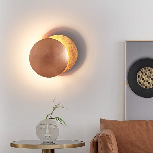 Moderne Zonsverduistering Wandlamp met Warm LED Licht – Unieke Muurlamp voor Binnen Goud
