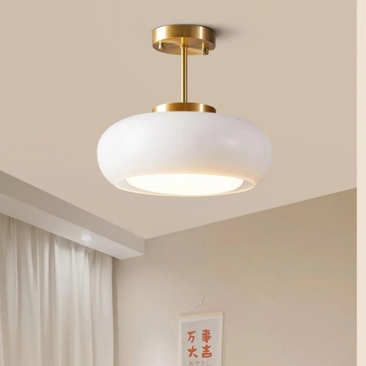 Scandinavische Hanglamp van Messing en Glas