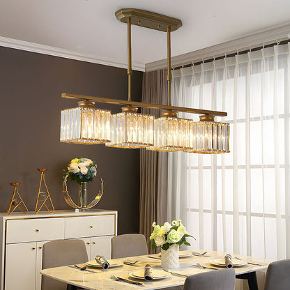 Scandinavische Hanglampen Rij voor Eettafel Goud Vierkant 4 Lampen (80*7cm)